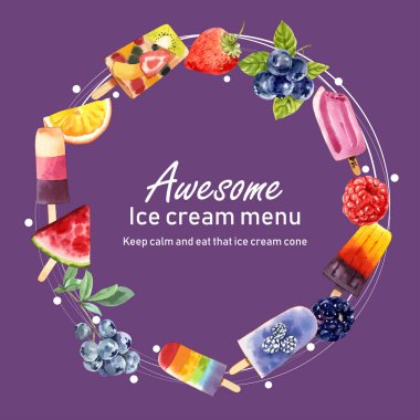 stil dondurma şablon tasarımı metin, vektör illüstrasyonlu