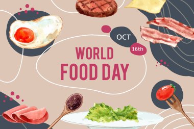 Metin ve vektör illüstrasyonlu yemek çerçevesi şablonu tasarımı