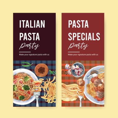 şık makarna broşürleri metin ve vektör illüstrasyonlu tasarım