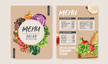 stil sebze menü şablonu tasarımı metin, vektör illüstrasyonu 