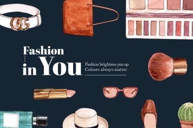 Metin ve vektör illüstrasyonlu stil moda şablonu tasarımı