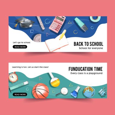 Metin ve vektör illüstrasyonlu stil okul şablonu tasarımı