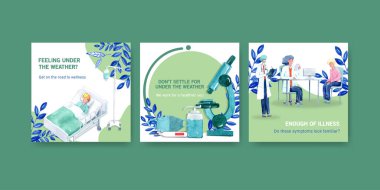 Metin ve vektör illüstrasyonlu stil hastalık şablonu tasarımı