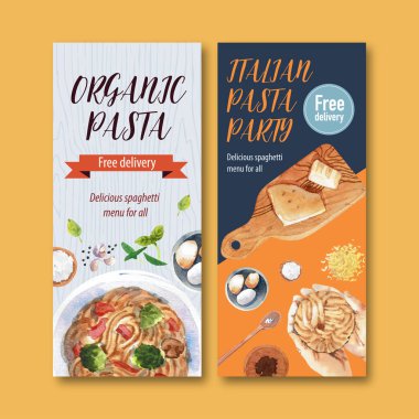 şık makarna broşürleri metin ve vektör illüstrasyonlu tasarım