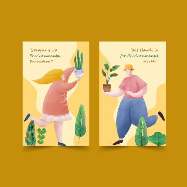 metin ve vektör illüstrasyonlu stil ortam şablonu tasarımı