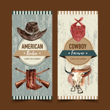 şık kovboy broşürleri metin ve vektör illüstrasyonlu tasarım