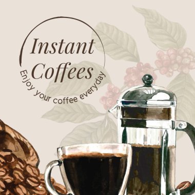 Metin ve vektör illüstrasyonlu şık kahve poster şablonu tasarımı