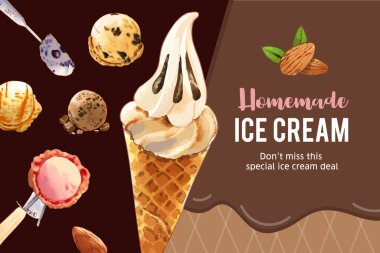 Şekil dondurma çerçeve şablonu tasarımı metin, vektör illüstrasyonu