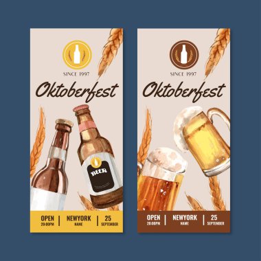 Modaya uygun Oktoberfest broşür tasarımı metin, vektör illüstrasyonu