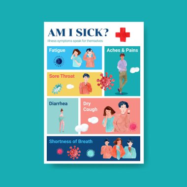 Metin ve vektör illüstrasyonlu stil hastalık şablonu tasarımı