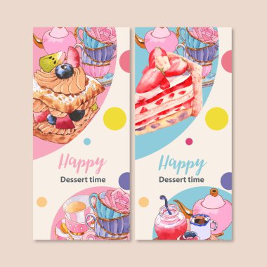 Modaya uygun tatlı broşürleri tasarımı metin, vektör illüstrasyonu