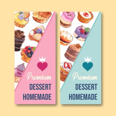 Modaya uygun tatlı broşürleri tasarımı metin, vektör illüstrasyonu