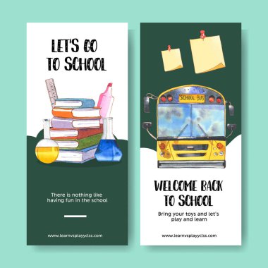 Metin ve vektör illüstrasyonlu stil okul şablonu tasarımı