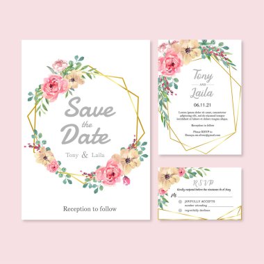 Modaya uygun düğün kartları tasarımı metin, vektör illüstrasyonu