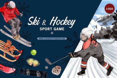 Metin ve vektör illüstrasyonlu şık kış sporu şablonu tasarımı
