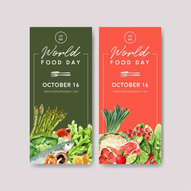 şık dünya gıda broşürleri tasarım ile metin, vektör illüstrasyonu