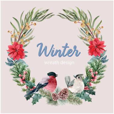 Metin ve vektör illüstrasyonlu şık kış şablonu tasarımı