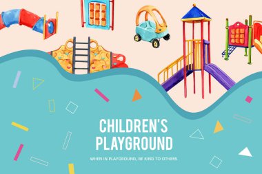 Metin ve vektör illüstrasyonlu stil oyun alanı şablonu tasarımı