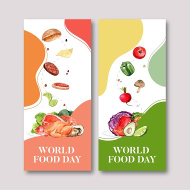 şık dünya gıda broşürleri tasarım ile metin, vektör illüstrasyonu