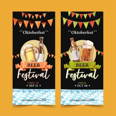Modaya uygun Oktoberfest broşür tasarımı metin, vektör illüstrasyonu