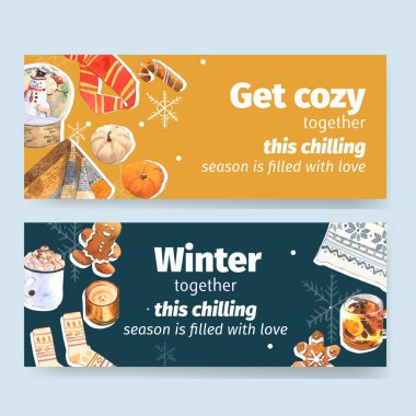 şık kış pankartları metin ve vektör illüstrasyonlu tasarım