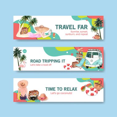 Metin ve vektör illüstrasyonlu şık yaz şablonu tasarımı