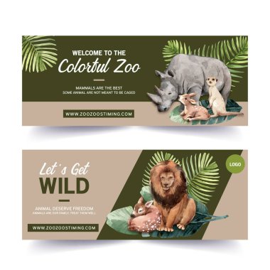 Stil hayvanat bahçesi şablonu tasarımı metin, vektör illüstrasyonu