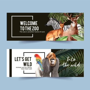 Stil hayvanat bahçesi şablonu tasarımı metin, vektör illüstrasyonu