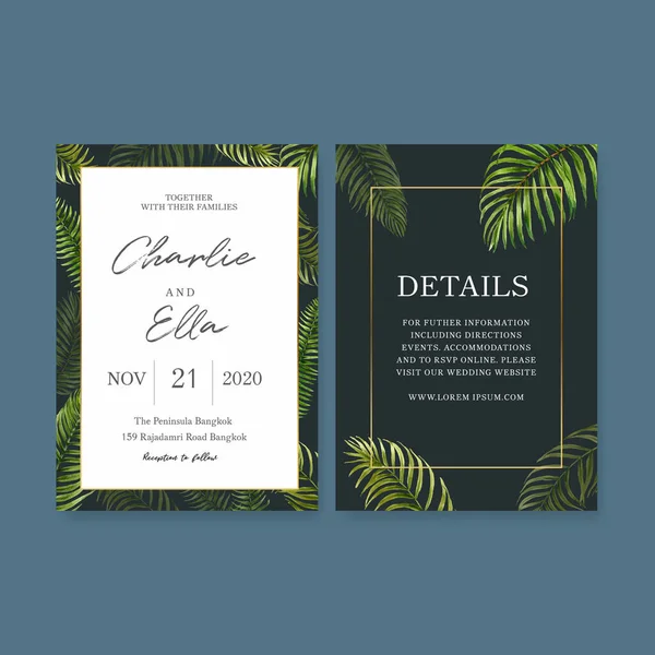 Design Modelo Cartões Casamento Elegante Com Texto Ilustração Vetorial — Vetor de Stock