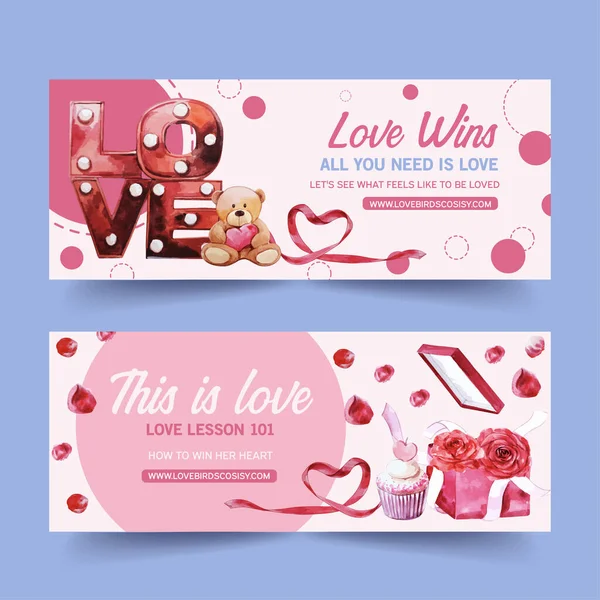 Design Modelo Banners Amor Elegante Com Texto Ilustração Vetorial — Vetor de Stock