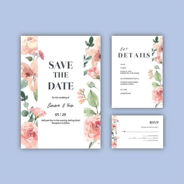 Design Modelo Cartões Casamento Elegante Com Texto Ilustração Vetorial — Vetor de Stock