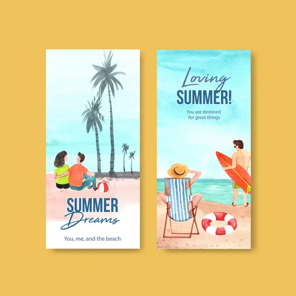 stylish summer template design with text, vector illustration