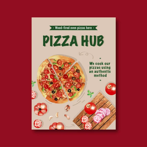 Design Élégant Modèle Affiche Pizza Avec Texte Illustration Vectorielle — Image vectorielle