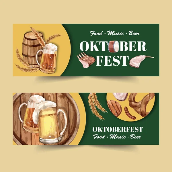 Stylish Oktoberfest Banners Template Design Text Vector Illustration — Stock Vector