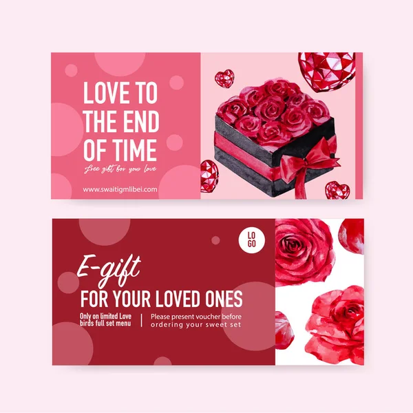 Stylish Love Vouchers Template Design Text Vector Illustration — Stock Vector