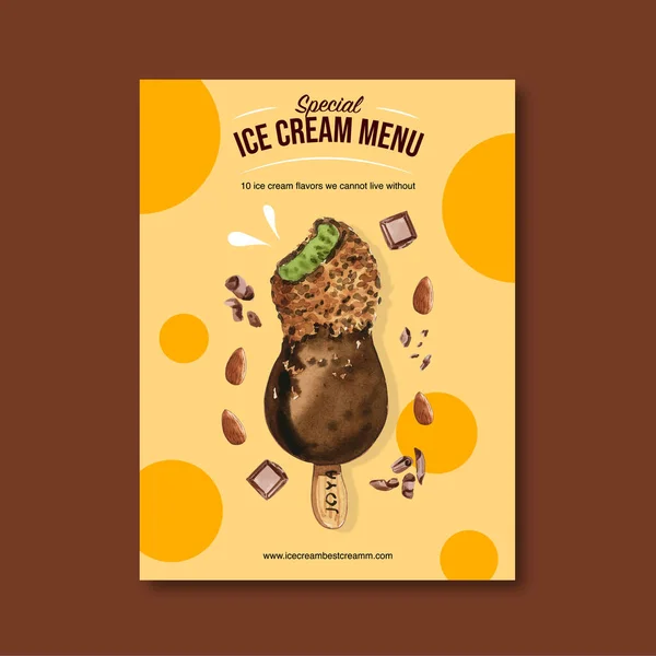 Diseño Elegante Plantilla Póster Helado Con Texto Ilustración Vectorial — Archivo Imágenes Vectoriales