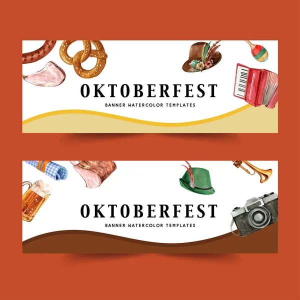 Elegante Oktoberfest Banners Plantilla Diseño Con Texto Ilustración Vectorial — Archivo Imágenes Vectoriales