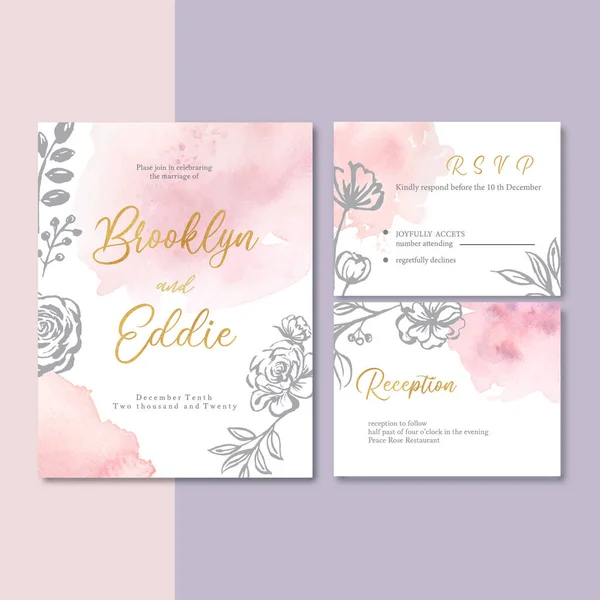 Elegante Diseño Plantilla Tarjetas Boda Con Texto Ilustración Vectorial — Vector de stock