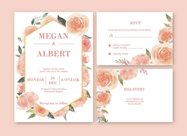 Stilvolle Hochzeitskarten Vorlage Design Mit Text Vektorillustration — Stockvektor