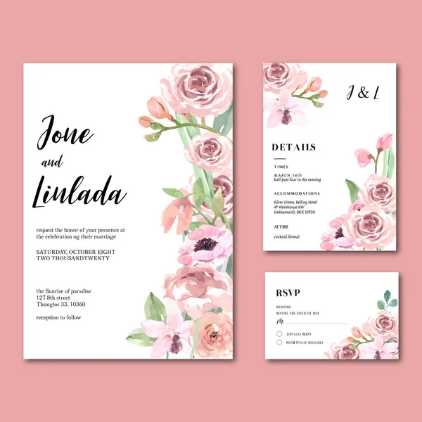 Design Modelo Cartões Casamento Elegante Com Texto Ilustração Vetorial —  Vetores de Stock