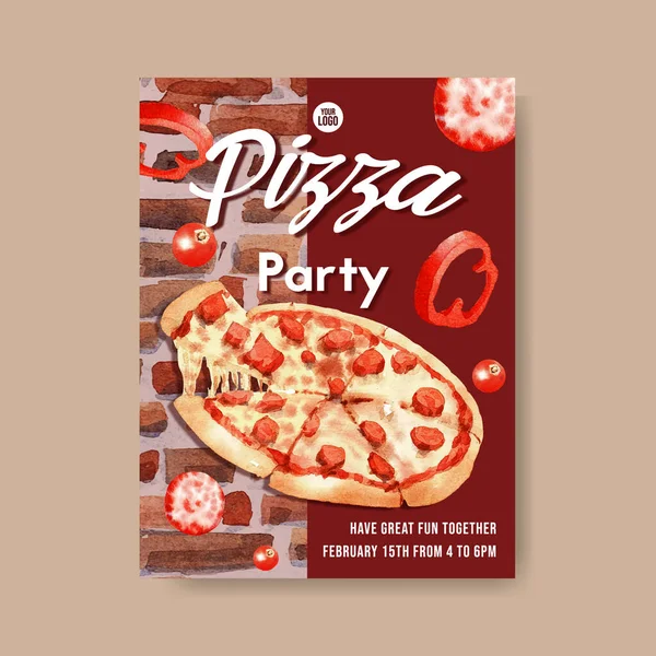Стильний Дизайн Плакату Піци Текстом Векторні Ілюстрації — стоковий вектор