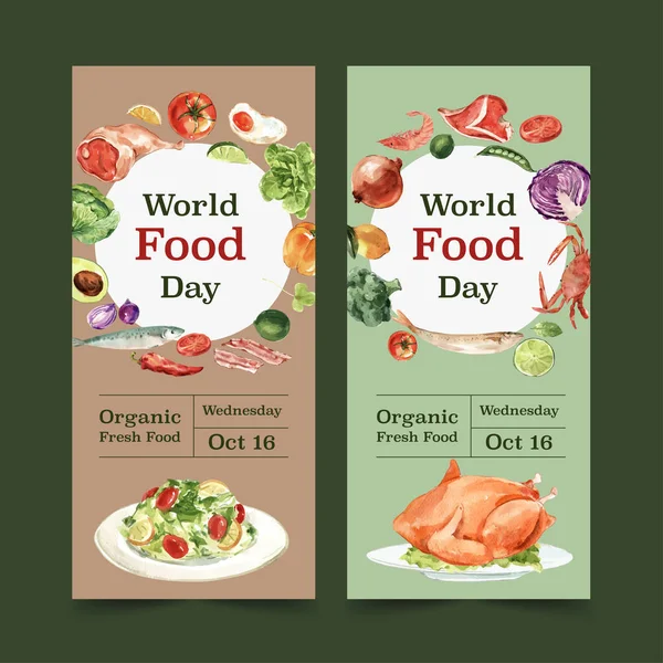 stylish world food flyers template design with text, vector illustration