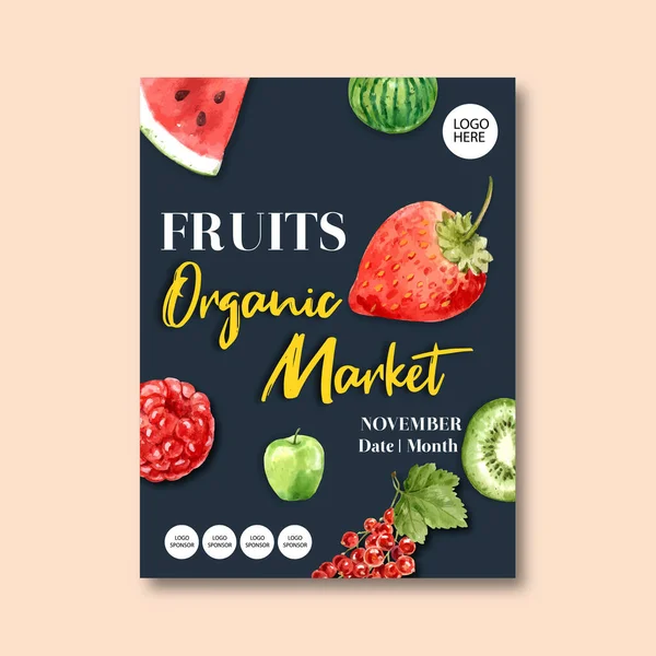 Stijlvol Fruit Poster Template Ontwerp Met Tekst Vector Illustratie — Stockvector