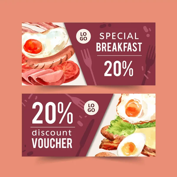 stylish food voucher template design with text, vector illustration