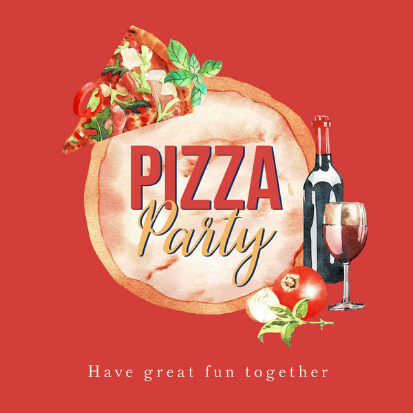 stylish pizza wreath template design with text, vector illustration