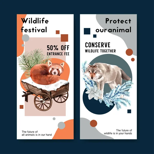 Diseño Plantillas Animales Invierno Con Estilo Con Texto Ilustración Vectorial — Vector de stock