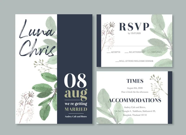 Stilvolle Hochzeitskarten Vorlage Design Mit Text Vektorillustration — Stockvektor