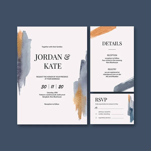 Stilvolle Hochzeitskarten Vorlage Design Mit Text Vektorillustration — Stockvektor