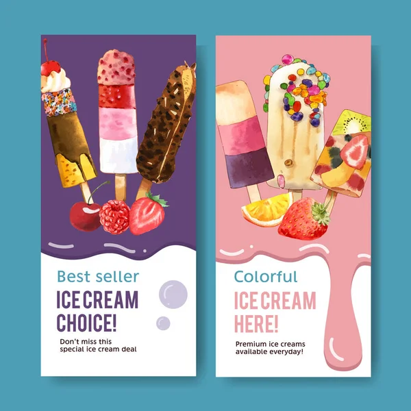 stylish ice cream flyers template design with text, vector illustration