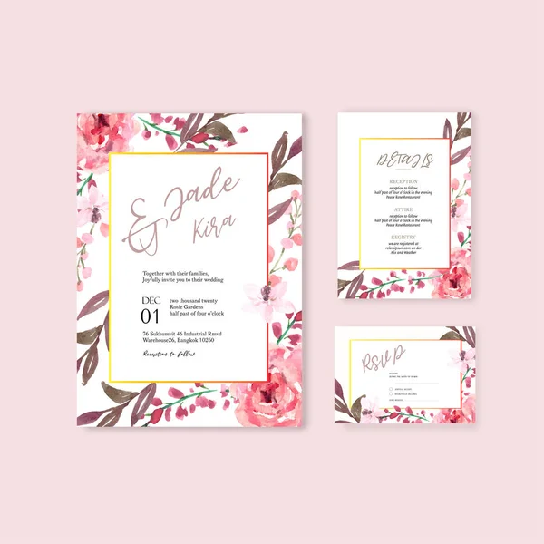 Stilvolle Hochzeitskarten Vorlage Design Mit Text Vektorillustration — Stockvektor